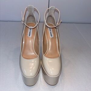 STEVE MADDEN Womens Beige 3" Platform Skyrise Toe Block Heel Pumps Shoes 10 M